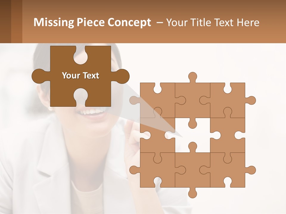 A Woman Pointing To The Side With A Smile On Her Face PowerPoint Template