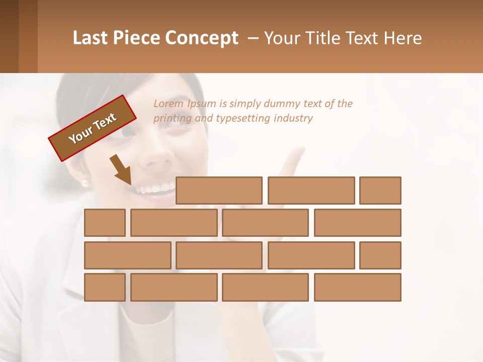 A Woman Pointing To The Side With A Smile On Her Face PowerPoint Template