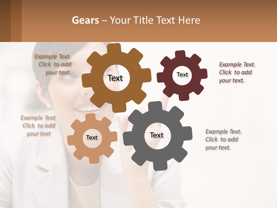 A Woman Pointing To The Side With A Smile On Her Face PowerPoint Template