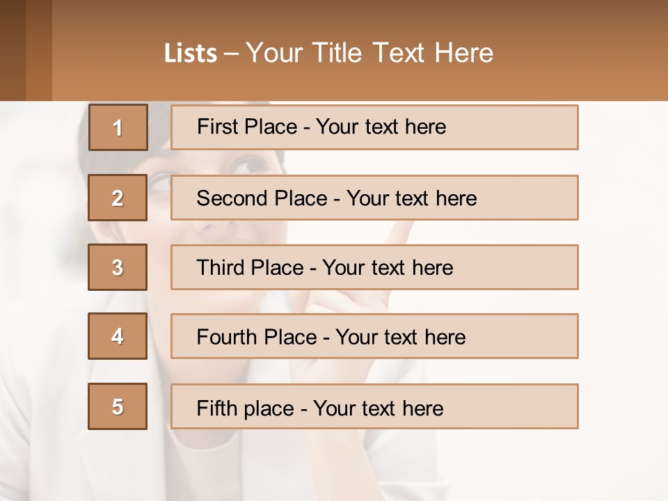 A Woman Pointing To The Side With A Smile On Her Face PowerPoint Template