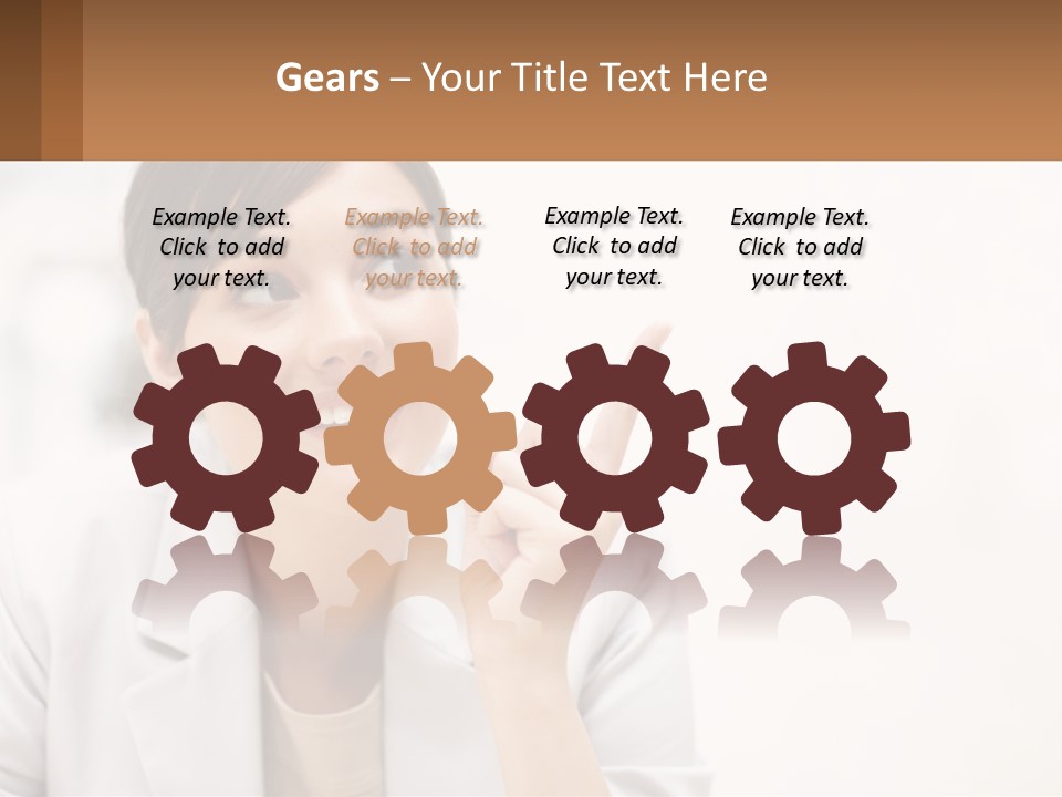 A Woman Pointing To The Side With A Smile On Her Face PowerPoint Template