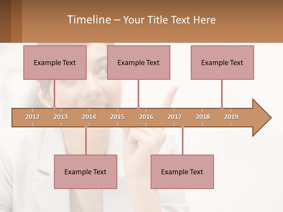 A Woman Pointing To The Side With A Smile On Her Face PowerPoint Template