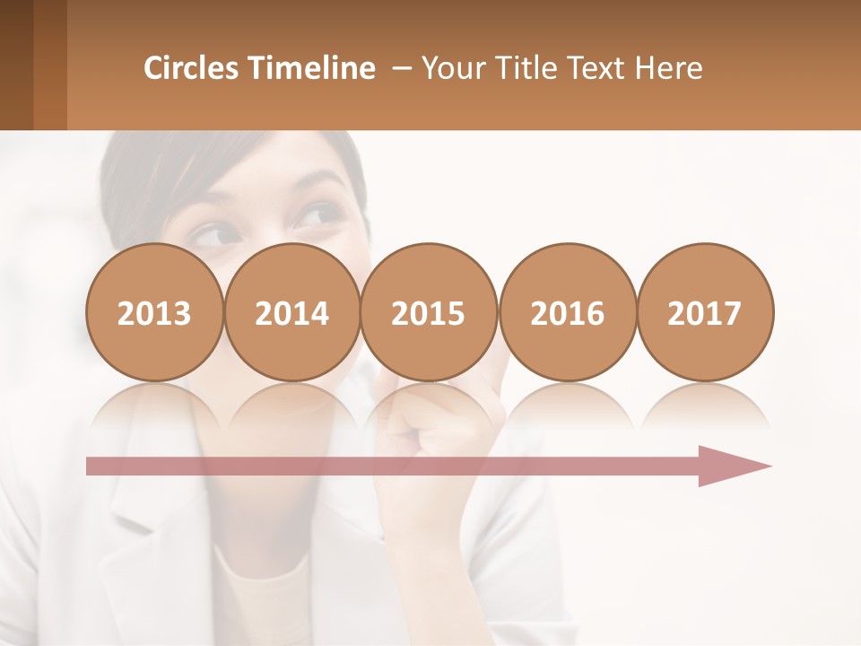 A Woman Pointing To The Side With A Smile On Her Face PowerPoint Template