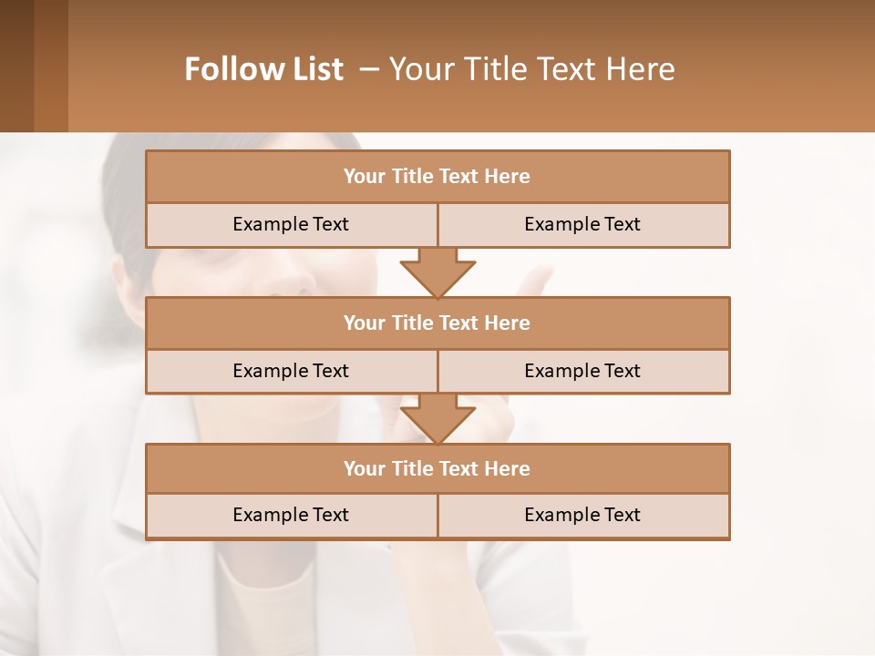 A Woman Pointing To The Side With A Smile On Her Face PowerPoint Template