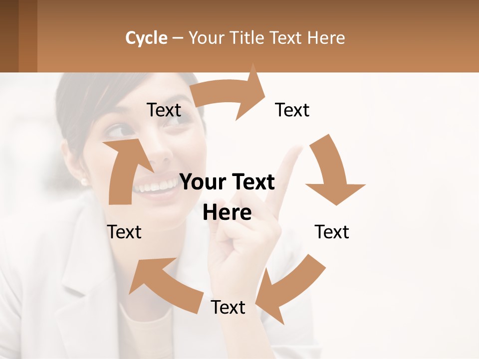 A Woman Pointing To The Side With A Smile On Her Face PowerPoint Template