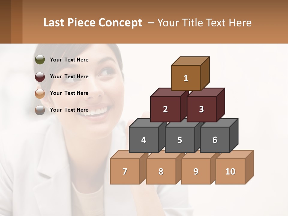 A Woman Pointing To The Side With A Smile On Her Face PowerPoint Template