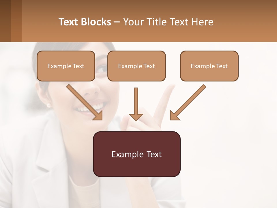 A Woman Pointing To The Side With A Smile On Her Face PowerPoint Template