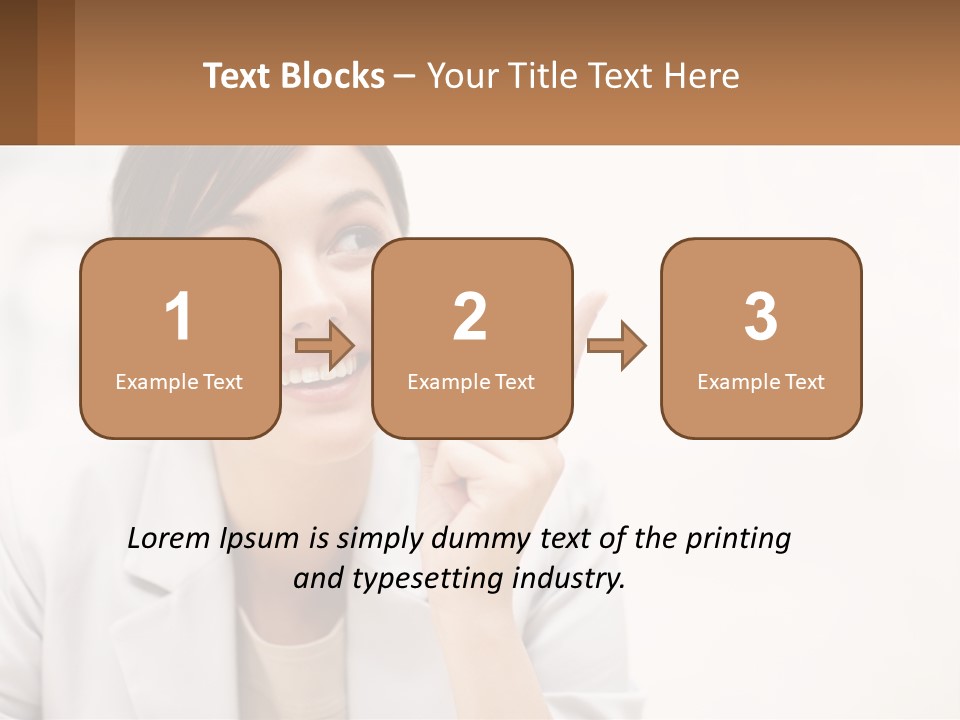 A Woman Pointing To The Side With A Smile On Her Face PowerPoint Template