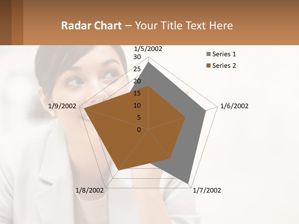A Woman Pointing To The Side With A Smile On Her Face PowerPoint Template