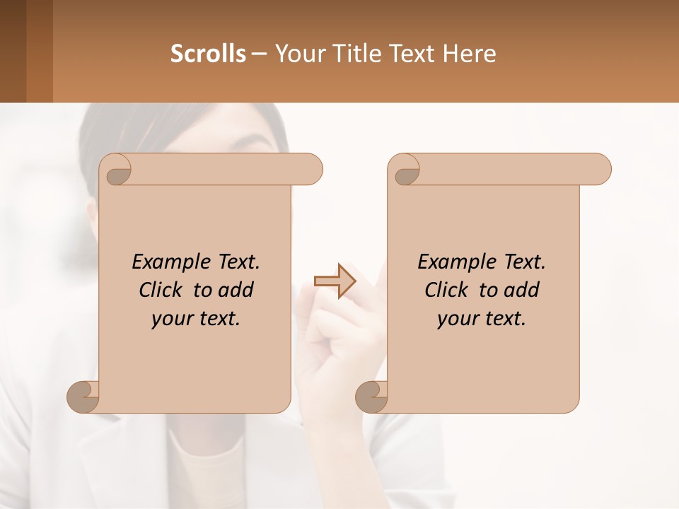 A Woman Pointing To The Side With A Smile On Her Face PowerPoint Template