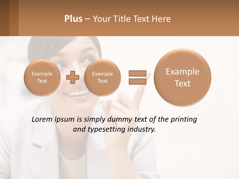 A Woman Pointing To The Side With A Smile On Her Face PowerPoint Template
