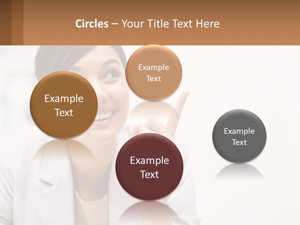 A Woman Pointing To The Side With A Smile On Her Face PowerPoint Template