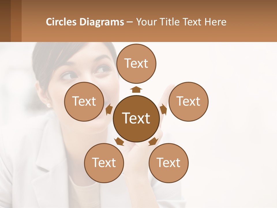 A Woman Pointing To The Side With A Smile On Her Face PowerPoint Template