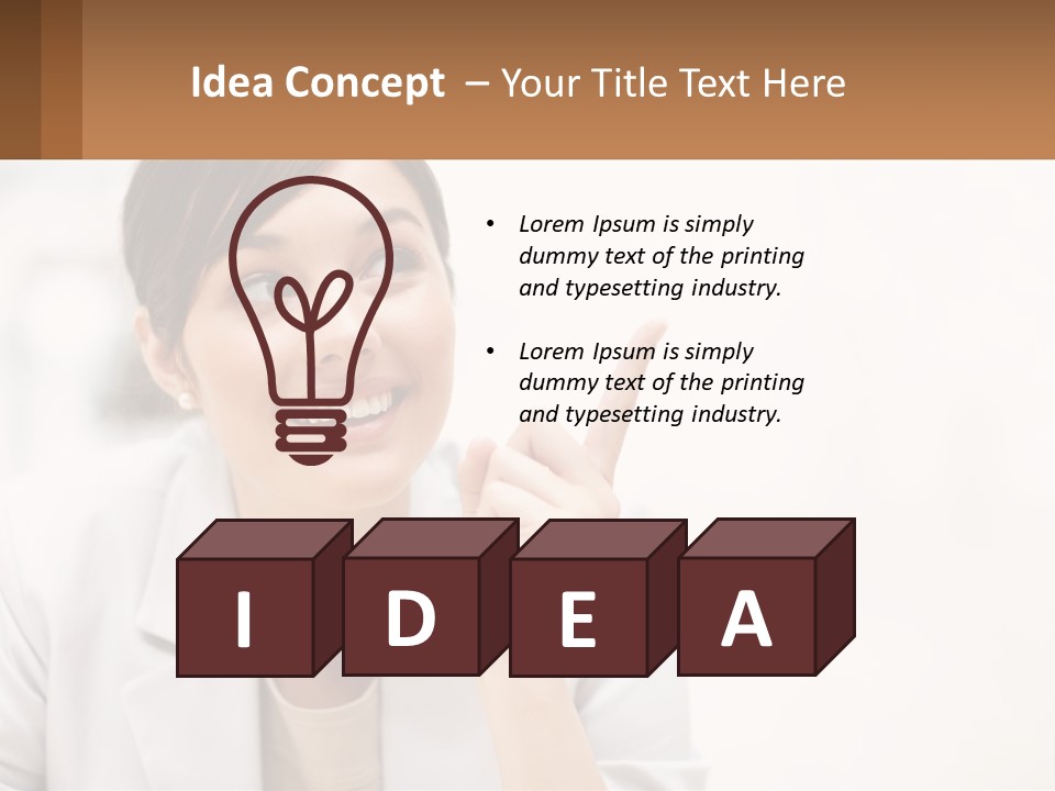 A Woman Pointing To The Side With A Smile On Her Face PowerPoint Template