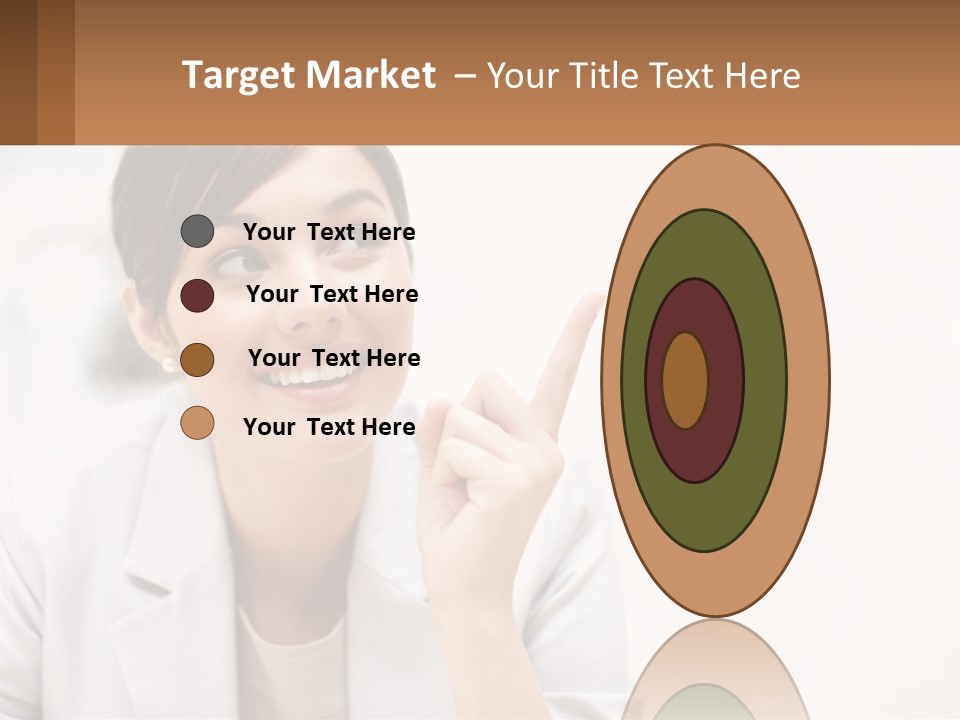 A Woman Pointing To The Side With A Smile On Her Face PowerPoint Template