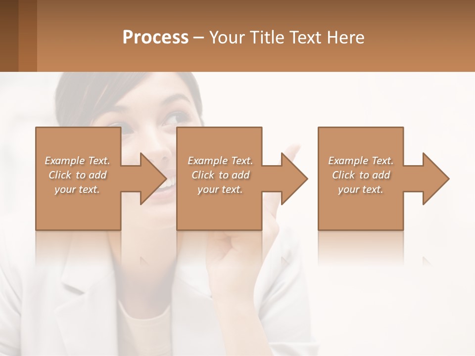 A Woman Pointing To The Side With A Smile On Her Face PowerPoint Template