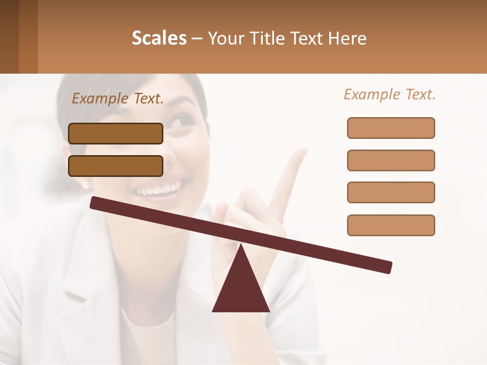 A Woman Pointing To The Side With A Smile On Her Face PowerPoint Template