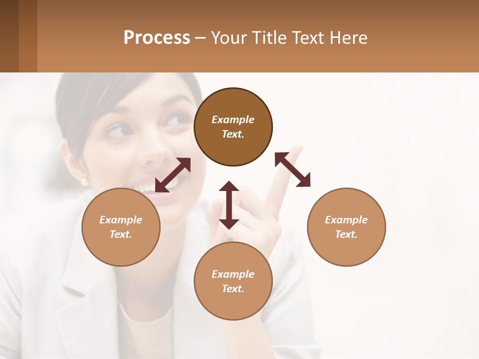 A Woman Pointing To The Side With A Smile On Her Face PowerPoint Template