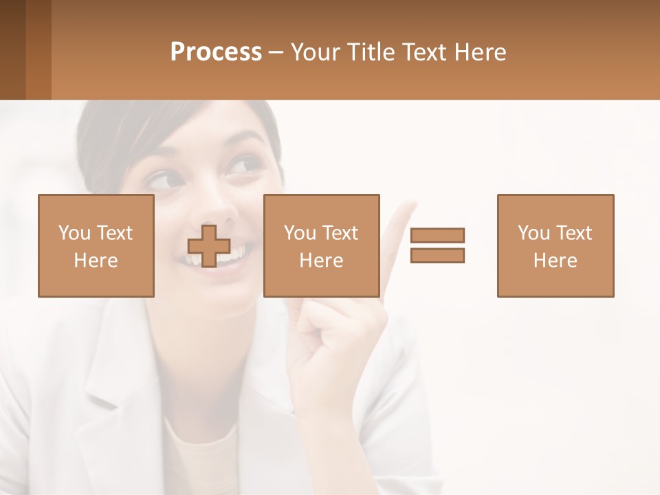 A Woman Pointing To The Side With A Smile On Her Face PowerPoint Template