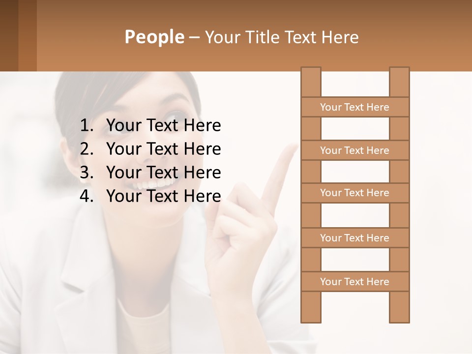 A Woman Pointing To The Side With A Smile On Her Face PowerPoint Template