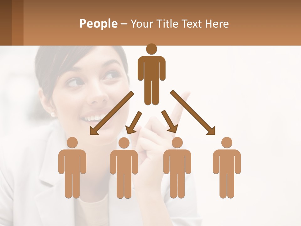 A Woman Pointing To The Side With A Smile On Her Face PowerPoint Template