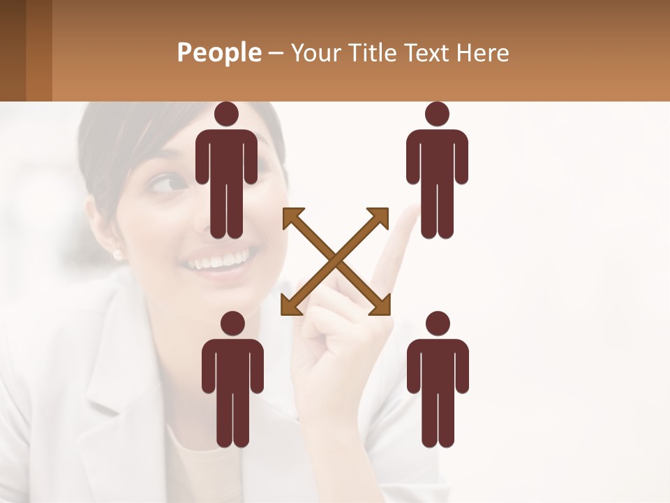 A Woman Pointing To The Side With A Smile On Her Face PowerPoint Template