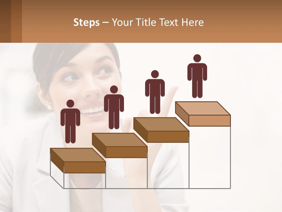 A Woman Pointing To The Side With A Smile On Her Face PowerPoint Template