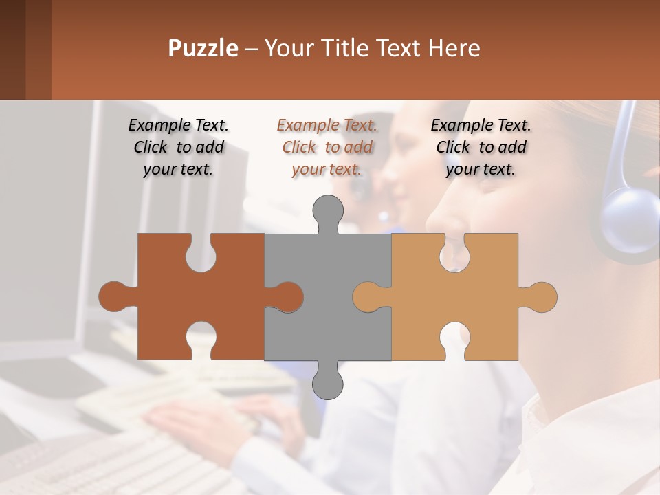 A Group Of People Wearing Headsets In Front Of Computers PowerPoint Template