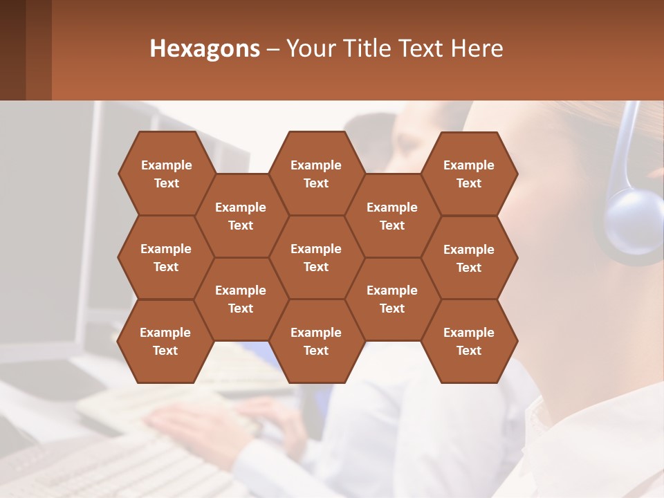 A Group Of People Wearing Headsets In Front Of Computers PowerPoint Template