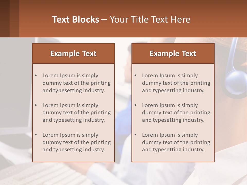 A Group Of People Wearing Headsets In Front Of Computers PowerPoint Template