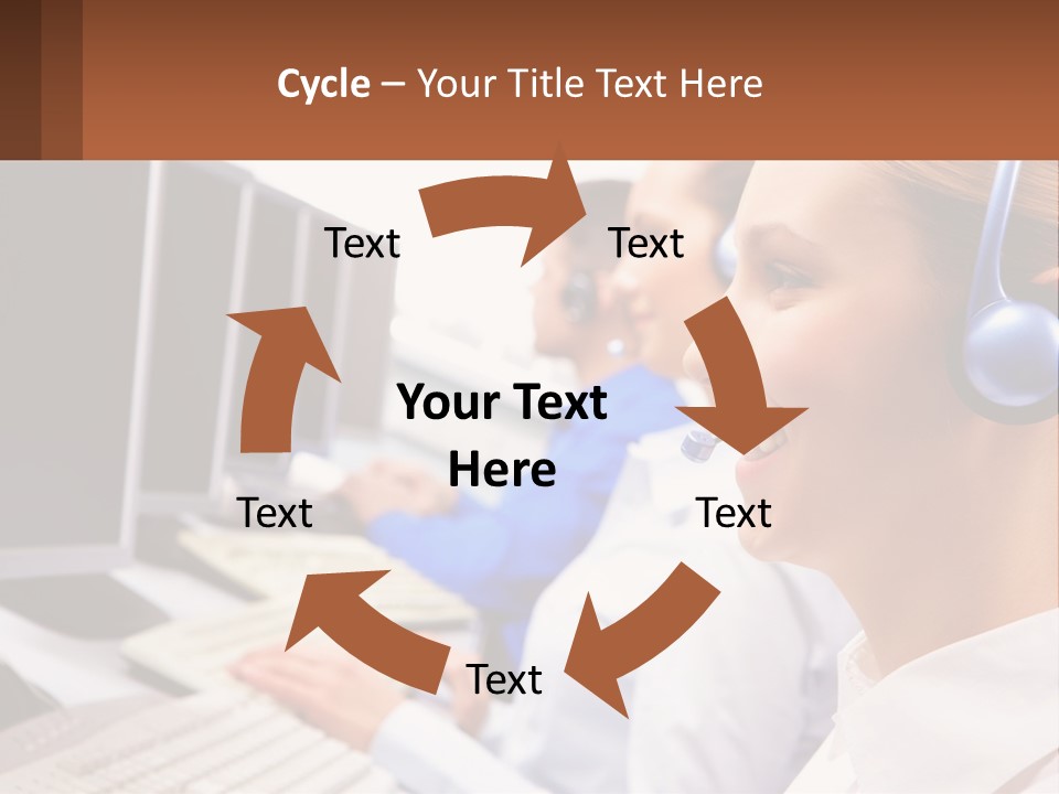 A Group Of People Wearing Headsets In Front Of Computers PowerPoint Template