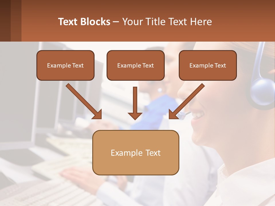 A Group Of People Wearing Headsets In Front Of Computers PowerPoint Template