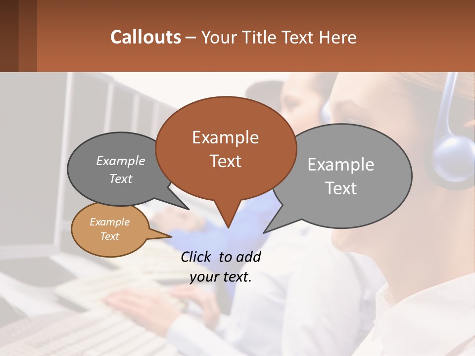 A Group Of People Wearing Headsets In Front Of Computers PowerPoint Template