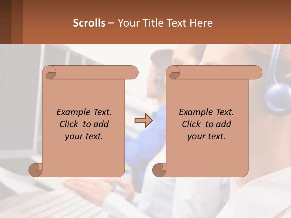 A Group Of People Wearing Headsets In Front Of Computers PowerPoint Template