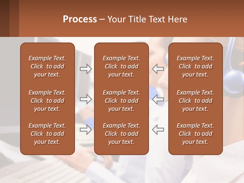 A Group Of People Wearing Headsets In Front Of Computers PowerPoint Template