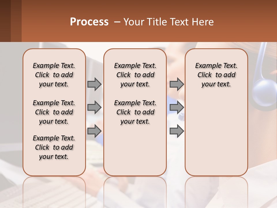 A Group Of People Wearing Headsets In Front Of Computers PowerPoint Template