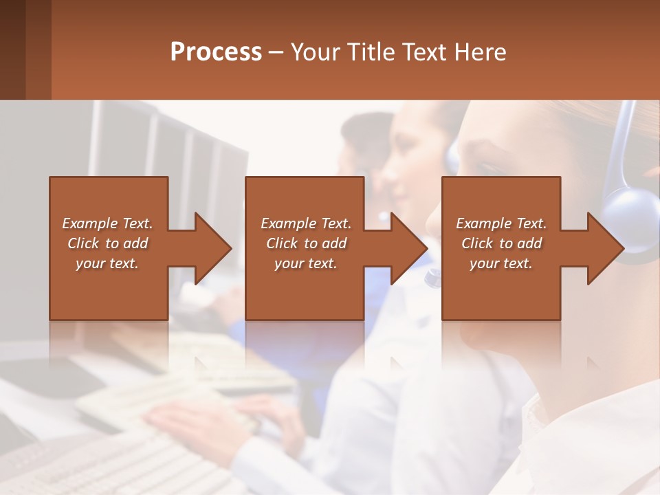 A Group Of People Wearing Headsets In Front Of Computers PowerPoint Template