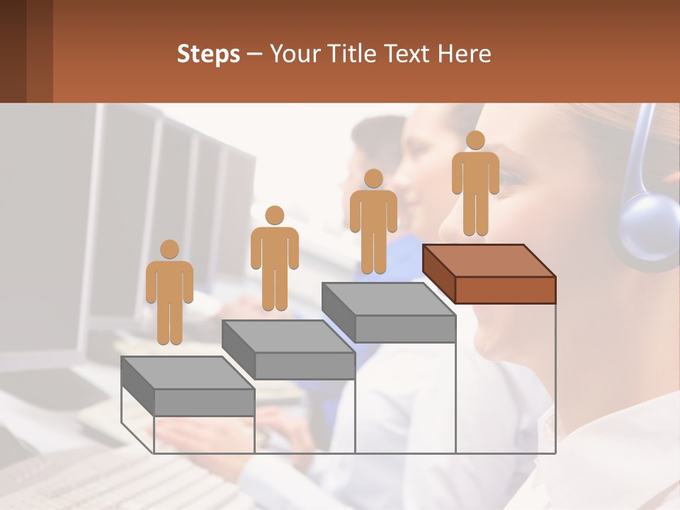 A Group Of People Wearing Headsets In Front Of Computers PowerPoint Template