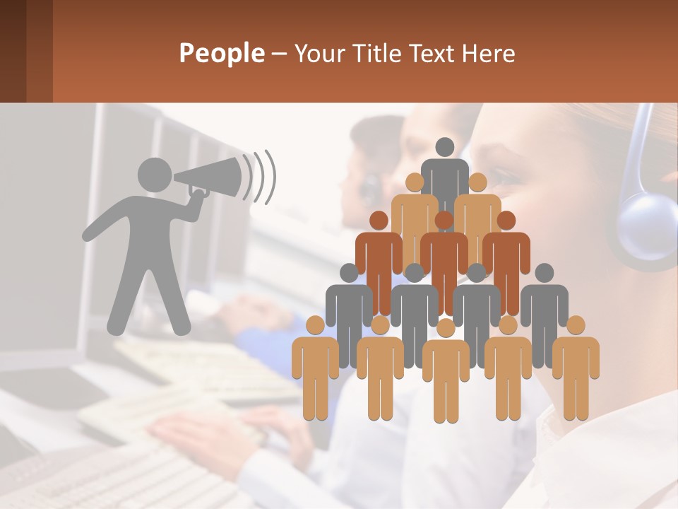 A Group Of People Wearing Headsets In Front Of Computers PowerPoint Template