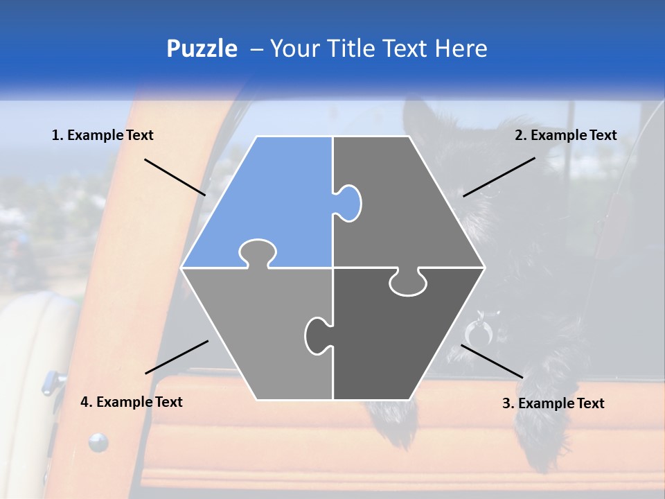 A Small Black Dog Sitting In The Back Of A Truck PowerPoint Template