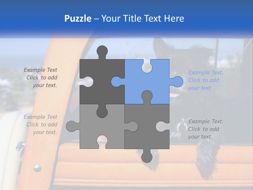 A Small Black Dog Sitting In The Back Of A Truck PowerPoint Template