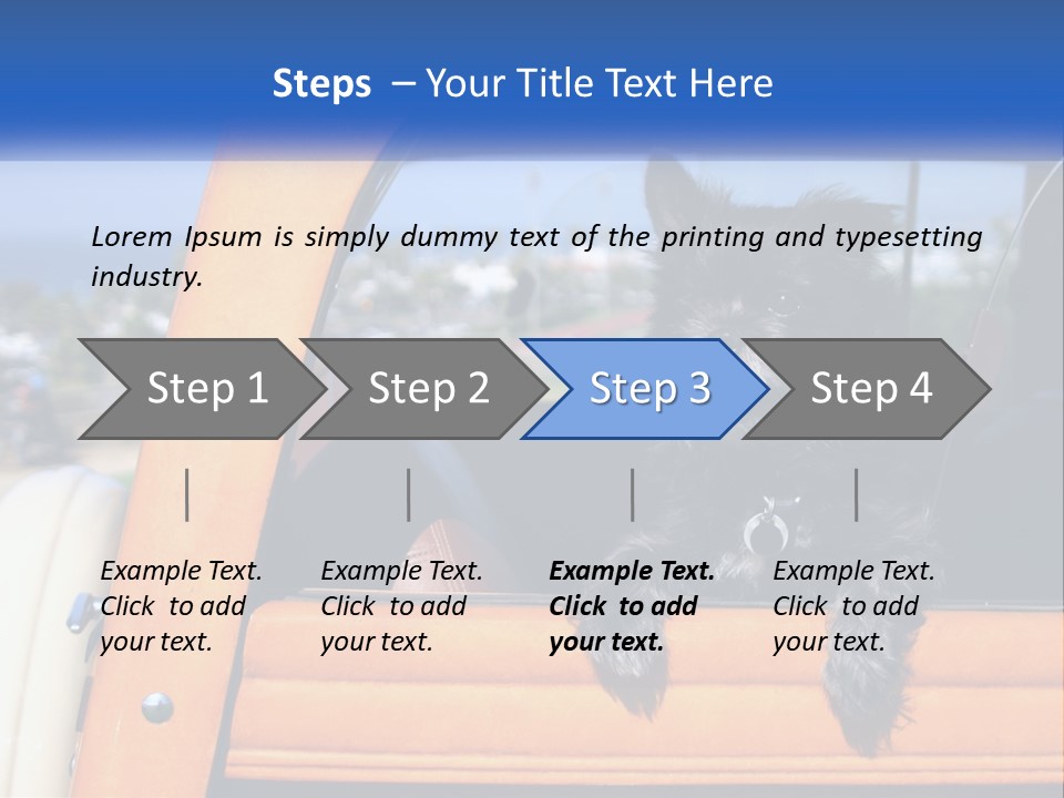 A Small Black Dog Sitting In The Back Of A Truck PowerPoint Template