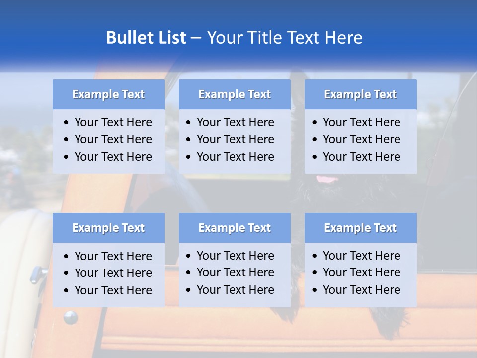 A Small Black Dog Sitting In The Back Of A Truck PowerPoint Template