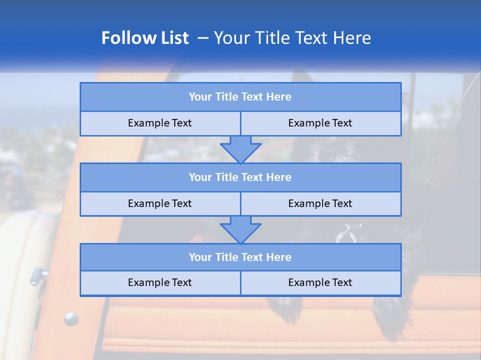 A Small Black Dog Sitting In The Back Of A Truck PowerPoint Template