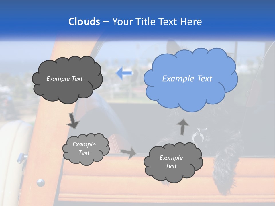 A Small Black Dog Sitting In The Back Of A Truck PowerPoint Template