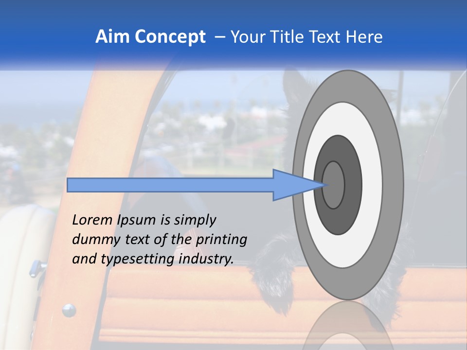 A Small Black Dog Sitting In The Back Of A Truck PowerPoint Template