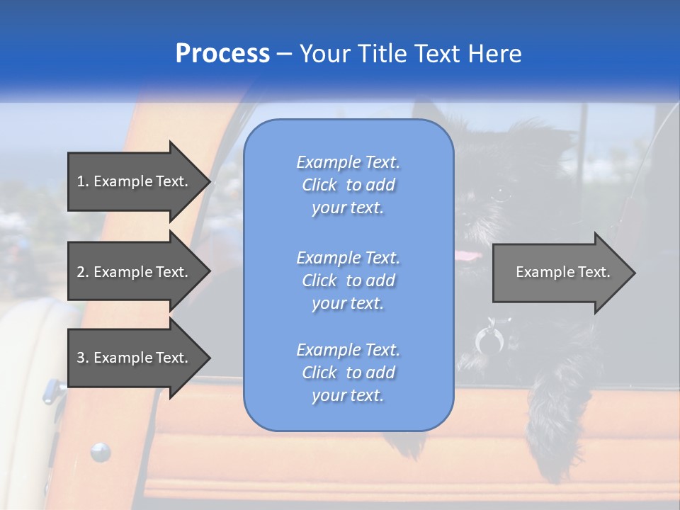 A Small Black Dog Sitting In The Back Of A Truck PowerPoint Template