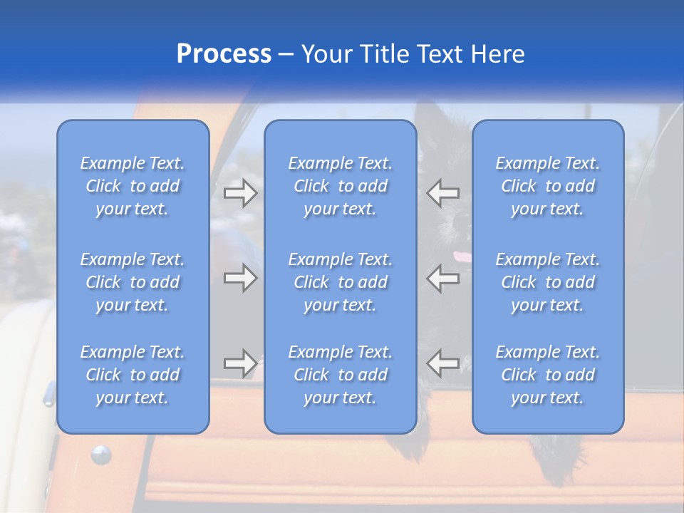 A Small Black Dog Sitting In The Back Of A Truck PowerPoint Template