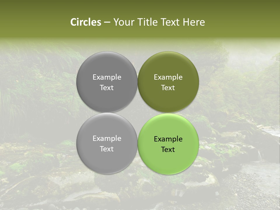 A Stream Of Water Surrounded By Trees And Rocks PowerPoint Template