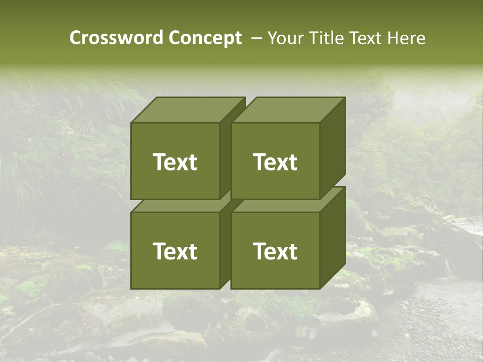 A Stream Of Water Surrounded By Trees And Rocks PowerPoint Template